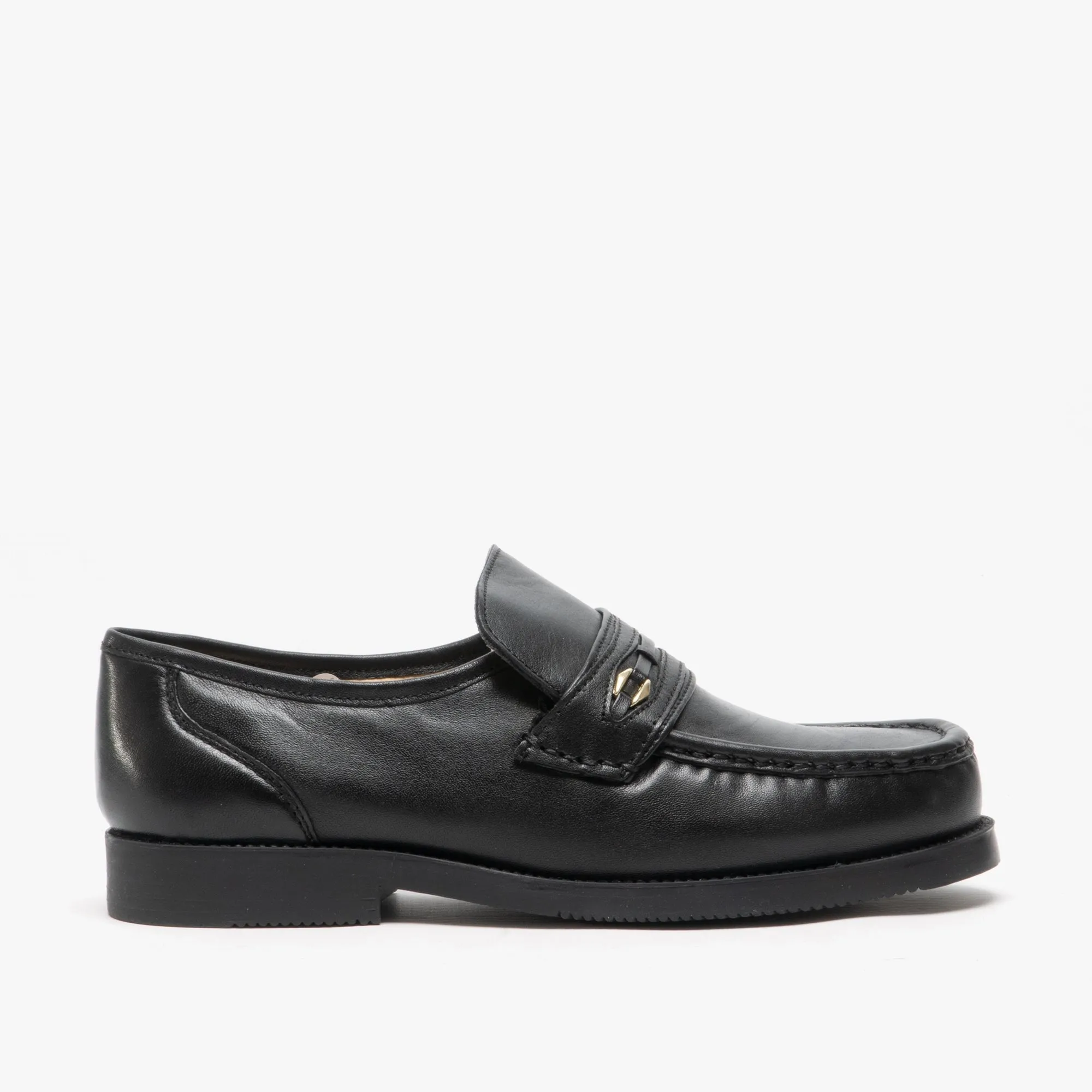 BARRIE Mens Leather Extra Wide Fit Moccasins Black