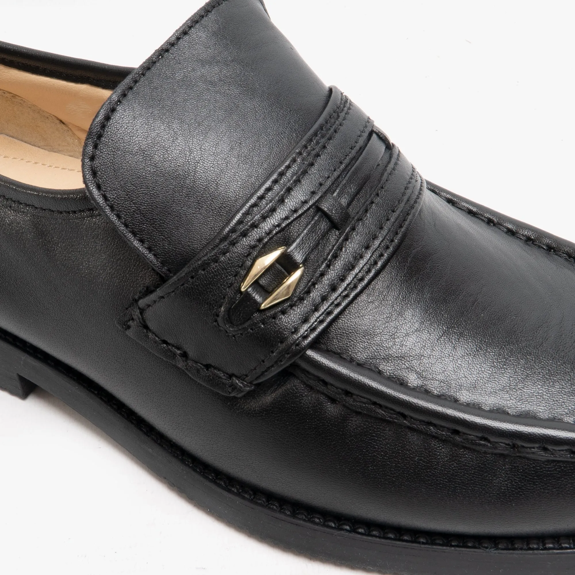 BARRIE Mens Leather Extra Wide Fit Moccasins Black
