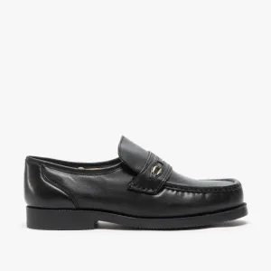 BARRIE Mens Leather Extra Wide Fit Moccasins Black