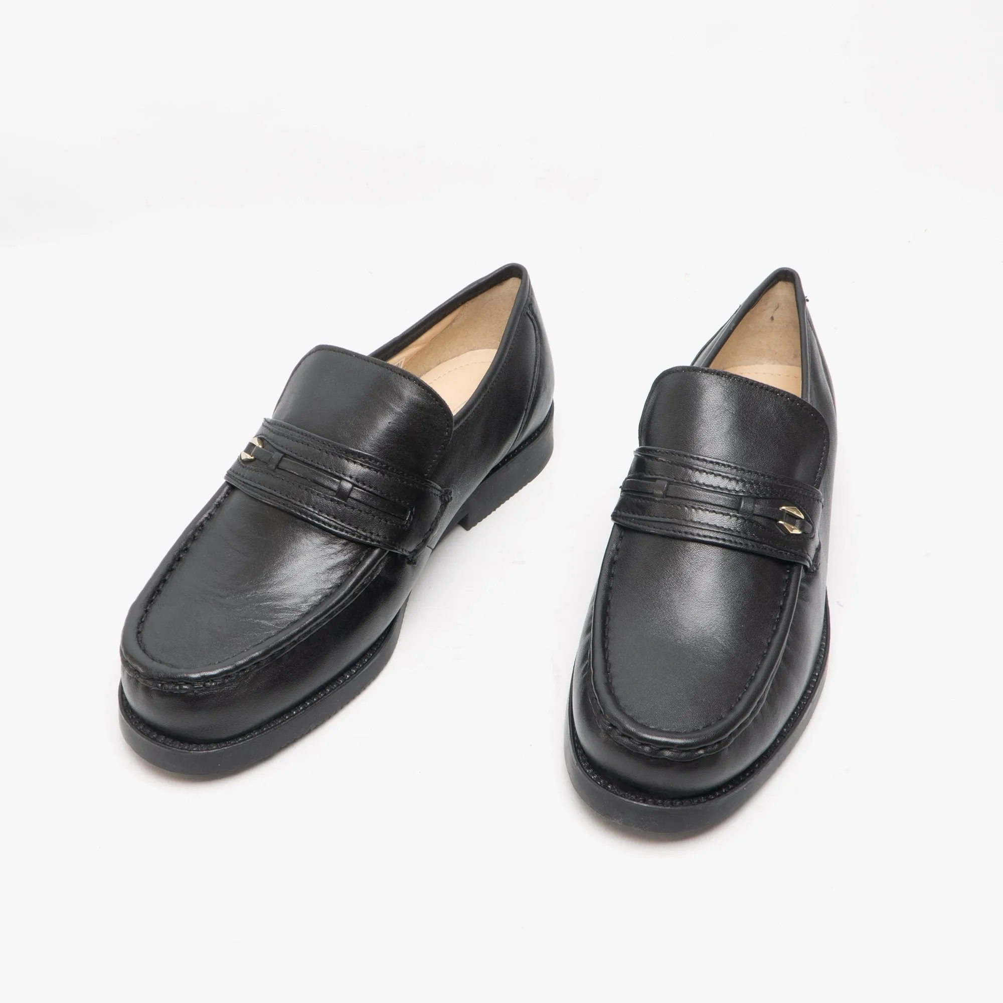 BARRIE Mens Leather Extra Wide Fit Moccasins Black