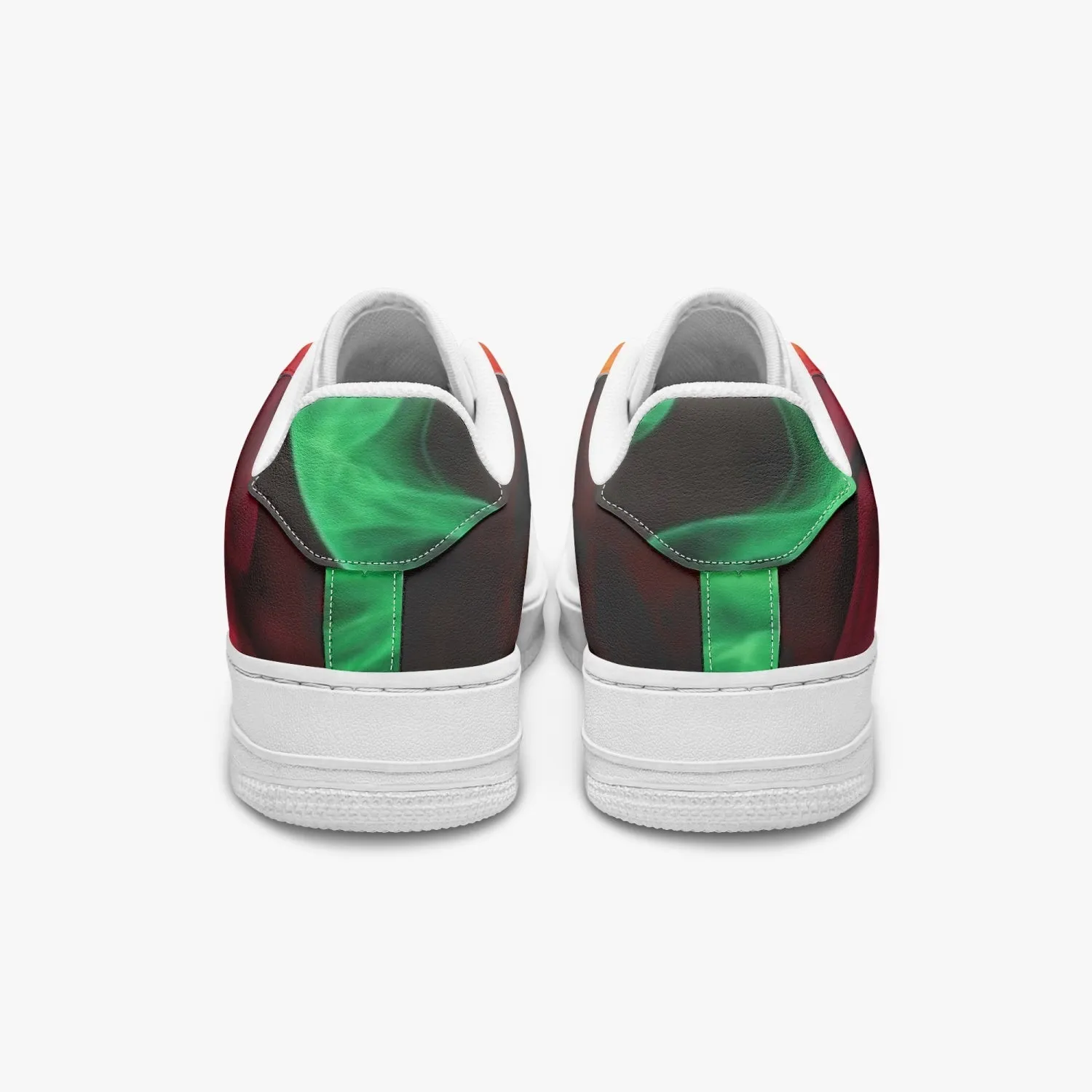 Basket basse de sport en cuir "Fumée verte, jaune et rouge"(977)