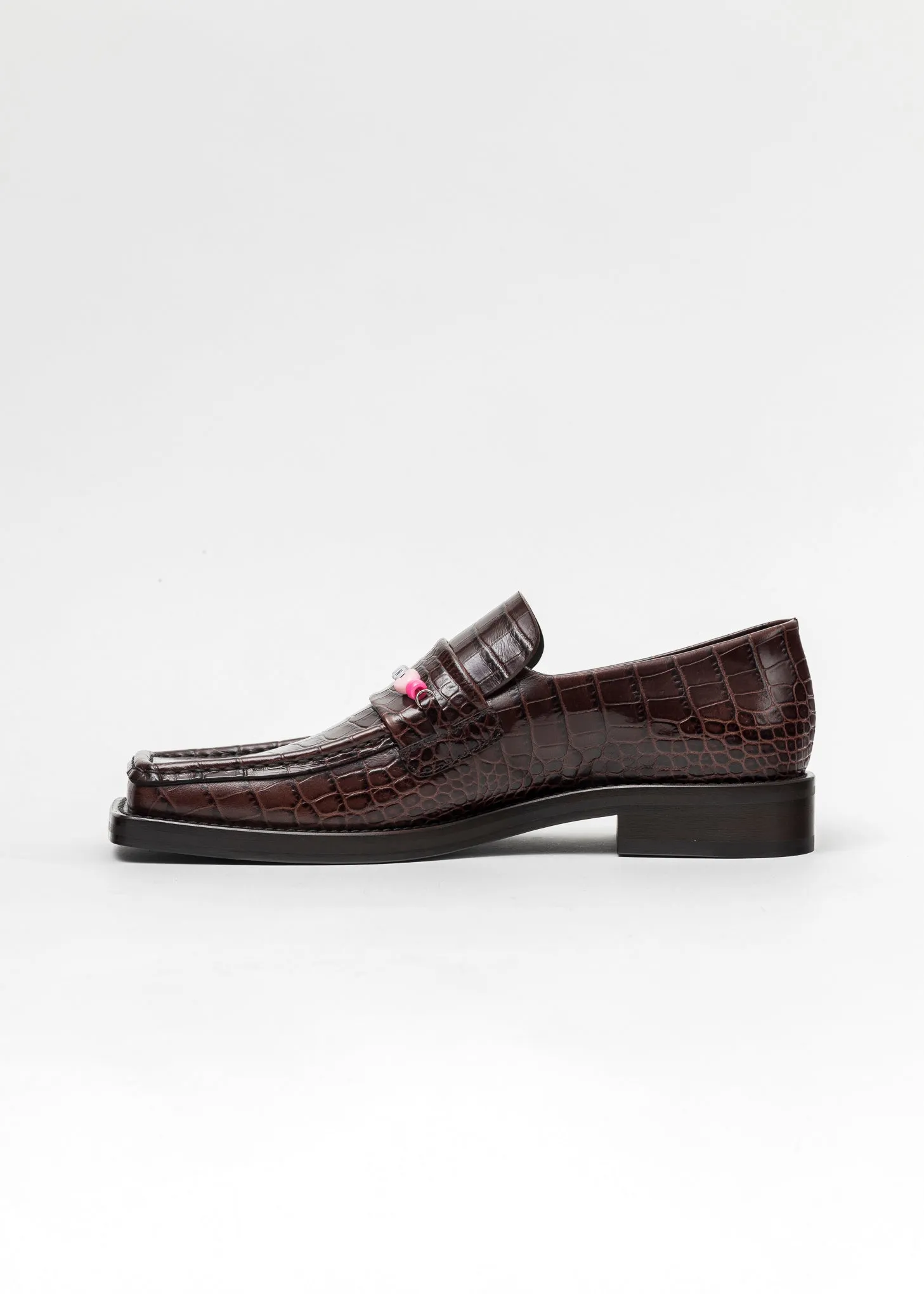 BROWN / MULTI BEADED SQUARE TOE LOAFER