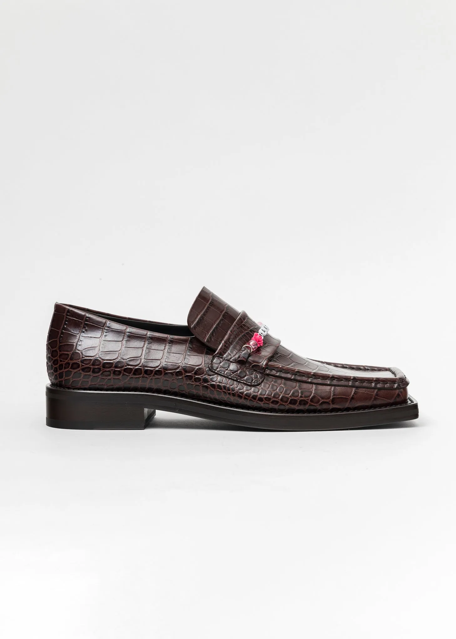 BROWN / MULTI BEADED SQUARE TOE LOAFER