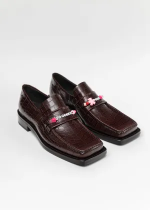 BROWN / MULTI BEADED SQUARE TOE LOAFER