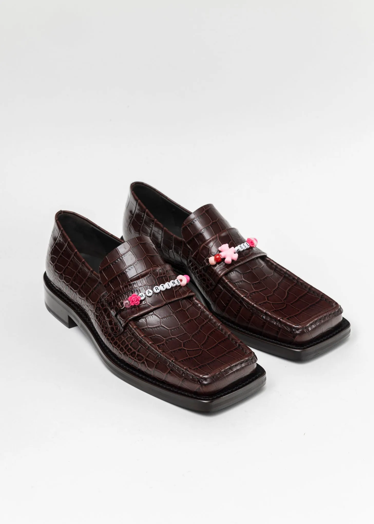 BROWN / MULTI BEADED SQUARE TOE LOAFER