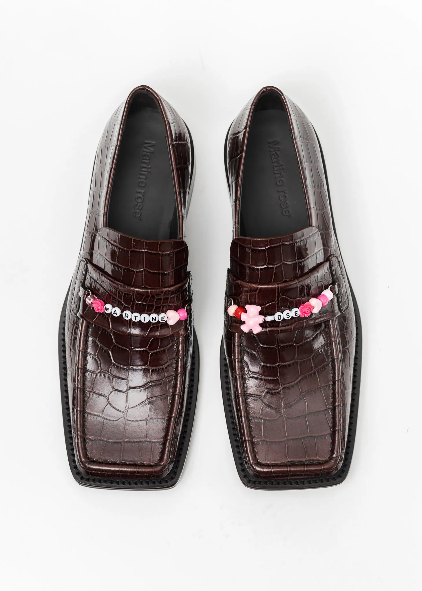 BROWN / MULTI BEADED SQUARE TOE LOAFER