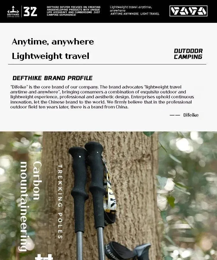 Difeike Carbon Cane Ultra Lightweight Carrying Outdoor Hiking and Climbing Equipment Telescopic Folding Climbing Cane