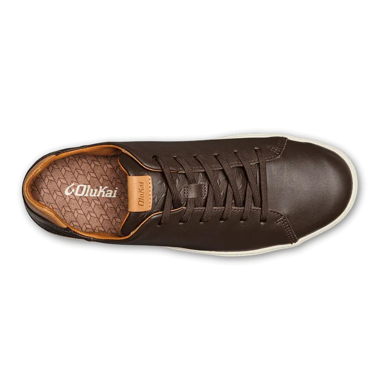 OluKai Men's Lae'ahi Li'Ili Leather Sneakers- Dark Java