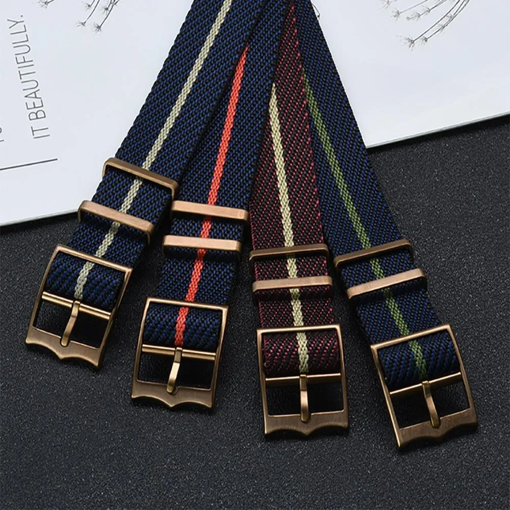 Patrice Nylon Zulu Watch Strap With Copper Pin Buckle