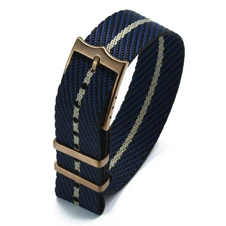 Patrice Nylon Zulu Watch Strap With Copper Pin Buckle