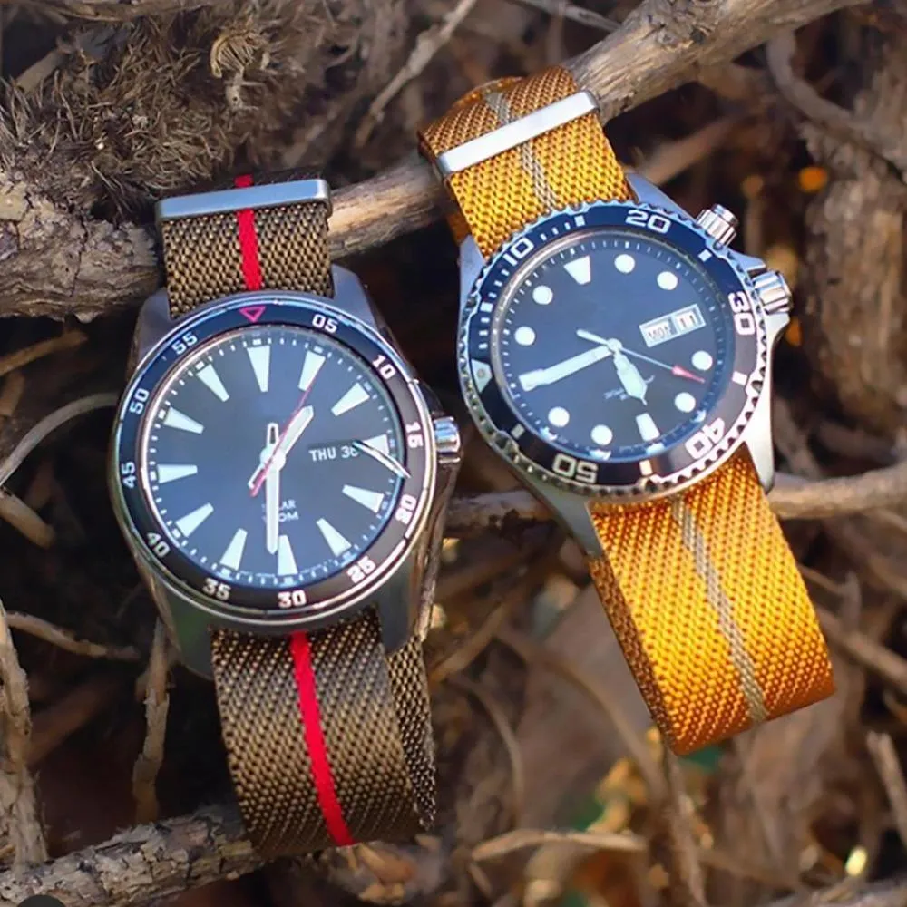 Patrice Nylon Zulu Watch Strap With Copper Pin Buckle