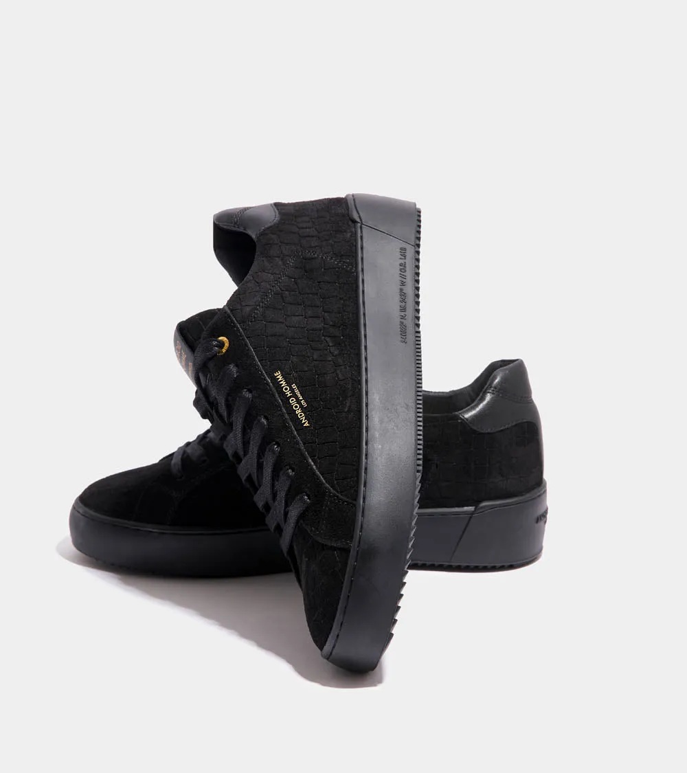 Zuma | Black Caiman Croc Emboss Suede AHP241-11