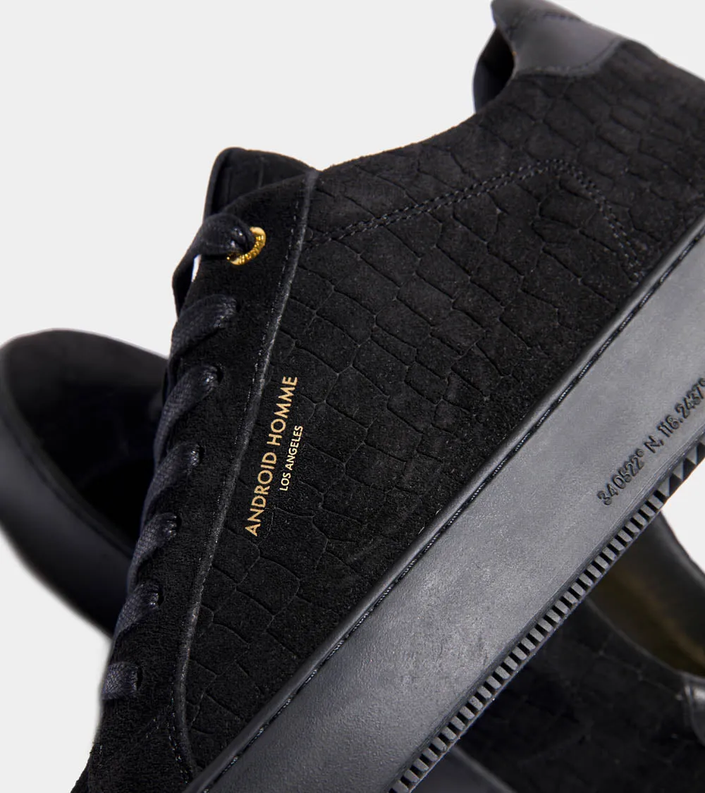 Zuma | Black Caiman Croc Emboss Suede AHP241-11